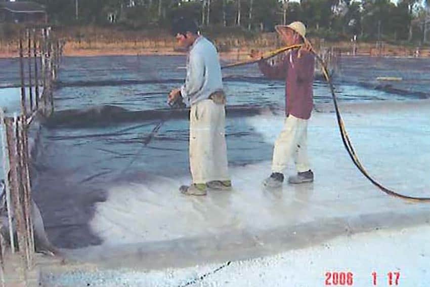 Application of Topseal SM to basement slab